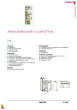 Product informatie ATAG koelkast inbouw KS22178A