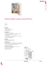 Product informatie ATAG koelkast inbouw KS31088A