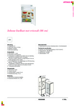 Product informatie ATAG koelkast inbouw KS32088B