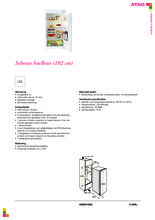 Product informatie ATAG koelkast inbouw KS32102A