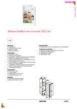 Product informatie ATAG koelkast inbouw KS32102B