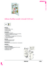 Product informatie ATAG koelkast inbouw KS32122A