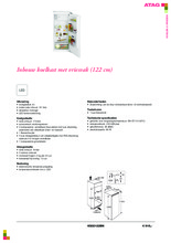 Product informatie ATAG koelkast inbouw KS32122BN