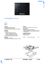 Product informatie ATAG kookplaat inbouw HG6472MBA