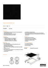 Product informatie ATAG kookplaat inbouw inductie HI06471EP
