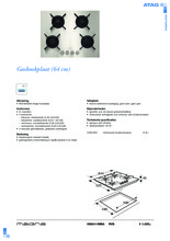 Product informatie ATAG kookplaat inbouw rvs HG6411MBA