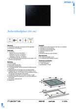 Product informatie ATAG kookplaat inductie HI6271M