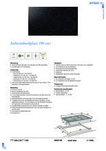 Product informatie ATAG kookplaat inductie HI9271M