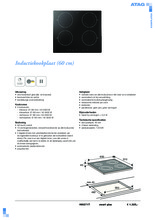 Product informatie ATAG kookplaat inductie inbouw HI6271T