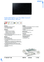 Product informatie ATAG kookplaat inductie inbouw HI8271SI
