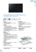 Product informatie ATAG kookplaat inductie inbouw HI8472SV