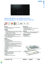 Product informatie ATAG kookplaat inductie inbouw HI9571SV