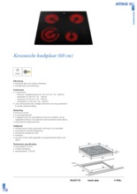 Product informatie ATAG kookplaat keramisch HL6271G