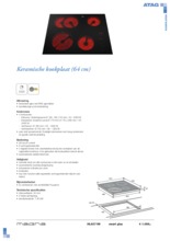 Product informatie ATAG kookplaat keramisch HL6271M