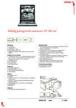 Product informatie ATAG vaatwasser inbouw VA63211OT