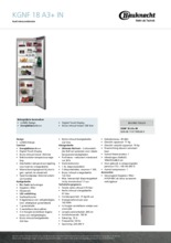 Product informatie BAUKNECHT koelkast KGNF 18 A3+ IN