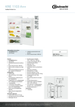 Product informatie BAUKNECHT koelkast KRIE 1103 A++