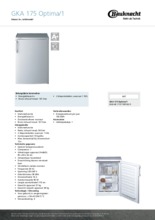 Product informatie BAUKNECHT vrieskast tafelmodel GKA 175 Optima/1
