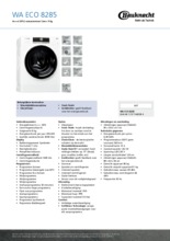 Product informatie BAUKNECHT wasmachine WA ECO 8285