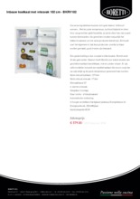 Product informatie BORETTI koelkast inbouw BKRV102