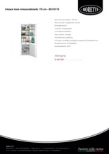 Product informatie BORETTI koelkast inbouw BKVD179