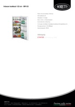 Product informatie BORETTI koelkast inbouw BR123