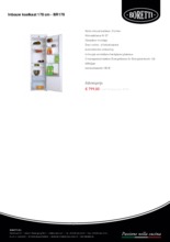 Product informatie BORETTI koelkast inbouw BR179
