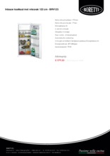 Product informatie BORETTI koelkast inbouw BRV123