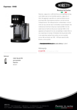 Product informatie BORETTI koffiemachine B400