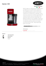 Product informatie BORETTI koffiemachine B401