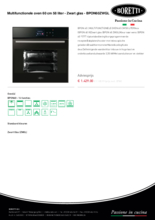 Product informatie BORETTI oven inbouw BPON60ZWGL