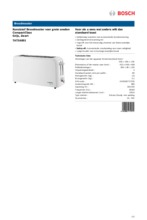 Product informatie BOSCH broodrooster TAT3A001