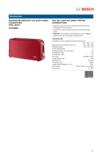 Product informatie BOSCH broodrooster rood TAT3A004