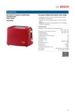 Product informatie BOSCH broodrooster rood TAT3A014