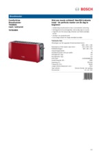 Product informatie BOSCH broodrooster rood TAT6A004