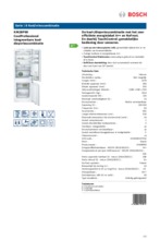 Product informatie BOSCH koelkast inbouw KIN28P60