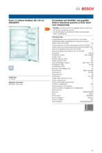 Product informatie BOSCH koelkast inbouw KIR18EFF0