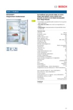 Product informatie BOSCH koelkast inbouw KIR18V20FF