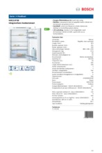 Product informatie BOSCH koelkast inbouw KIR21VF30