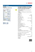 Product informatie BOSCH koelkast inbouw KIR24V51