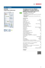 Product informatie BOSCH koelkast inbouw KIR24V60