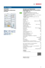 Product informatie BOSCH koelkast inbouw KIR31ED30