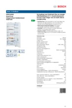 Product informatie BOSCH koelkast inbouw KIR51AD40