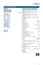 Product informatie BOSCH koelkast inbouw KIV34X20
