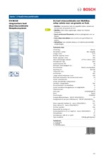 Product informatie BOSCH koelkast inbouw KIV38X20