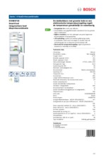 Product informatie BOSCH koelkast inbouw KIV86VF30