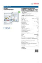 Product informatie BOSCH koelkast onderbouw KUL15A65