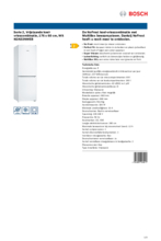 Product informatie BOSCH koelkast wit KGN33NWEB