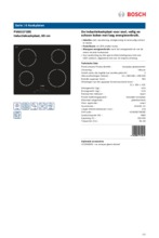 Product informatie BOSCH kookplaat inductie PIA611F18E