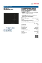 Product informatie BOSCH kookplaat inductie inbouw PVS775FC1E